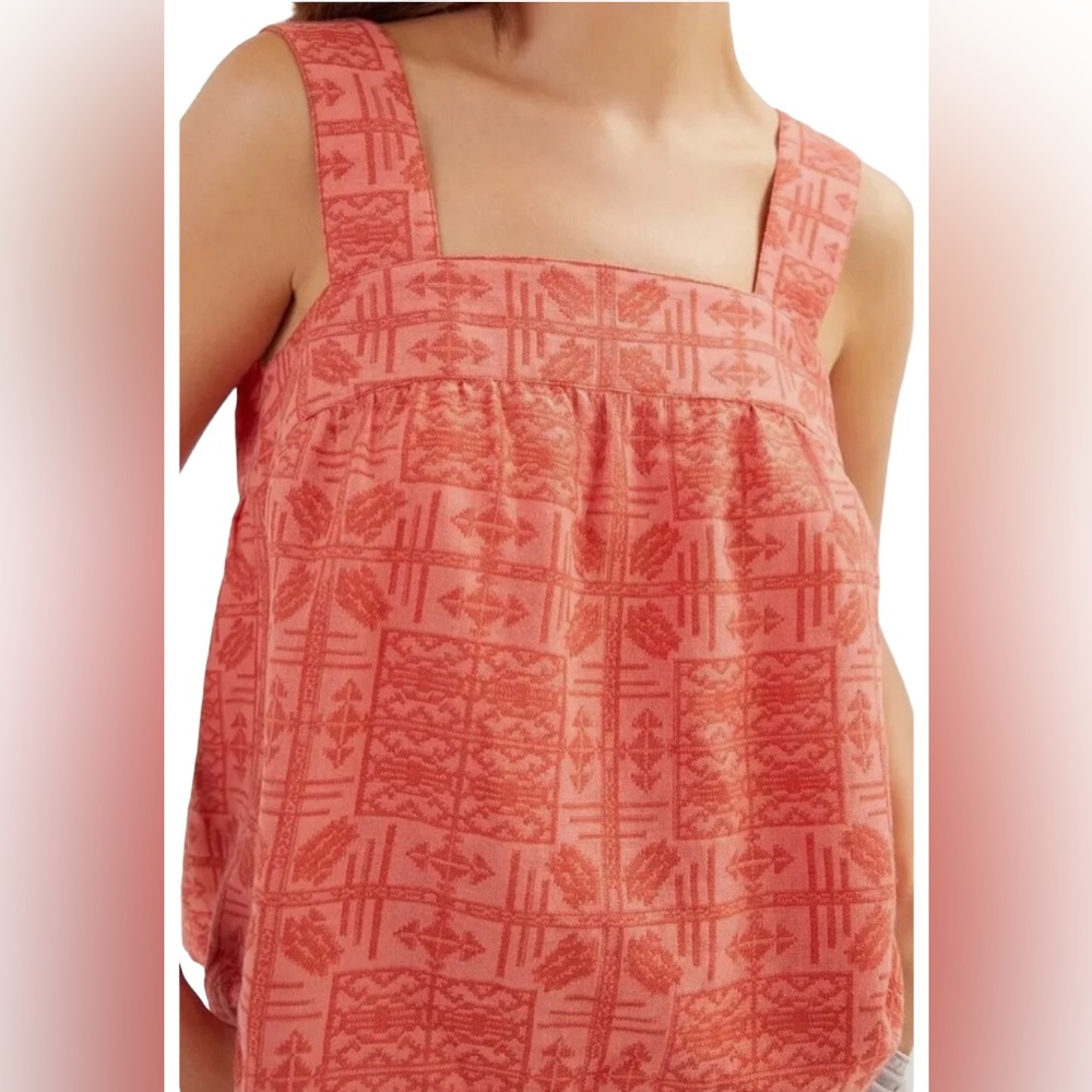 NWT Anthropologie Woven Coral Tank Top Medium - Picture 1 of 5